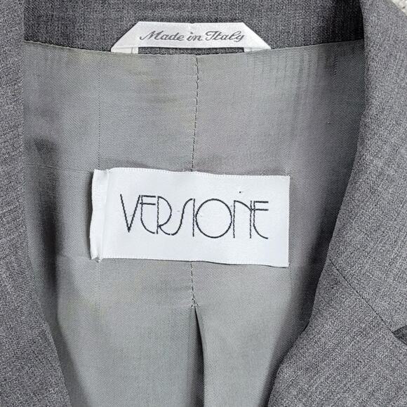 Versione Longline Trench Suit Jacket Womens 4 Gray Wool Lightweight Career Italy - Picture 8 of 16